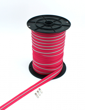 Endlosreißverschluss metallisiert schmal pink/ silber (1m)